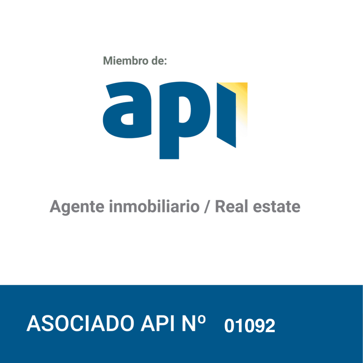 API certificate – Asociado API No. 01092